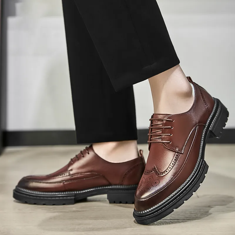 MEXICAN Dress Shoes Men Low Top Black/Brown-5