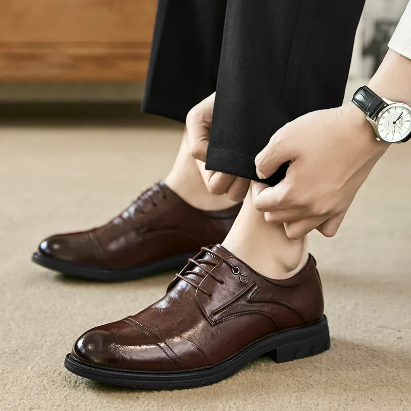 MEXICAN Dress Shoes Men Low Top Black/Brown-5