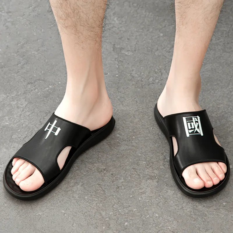 MEXICAN EVA Slip Resistant Abrasion Resistant Slide Slippers Men's Black-3