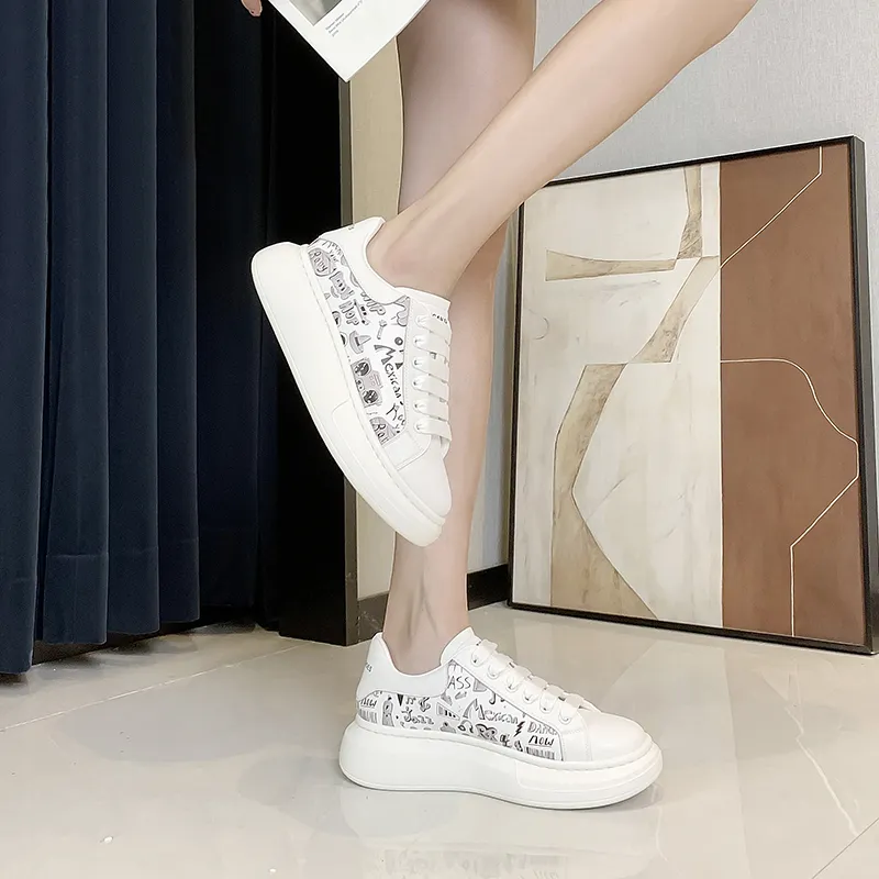 MEXICAN Anti Slip Wear Resistant Low Top Skateboard Shoes Women's White-4