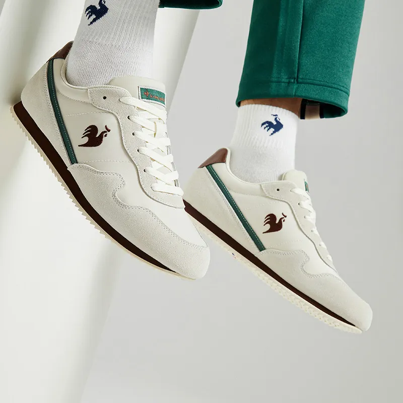 Le Coq Sportif Abrasion Resistant Breathable Low Top Running Shoes Unisex Beige-7