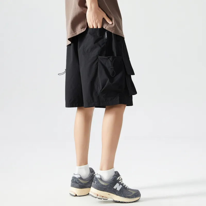 GSUE Cargo Shorts Summer Unisex Black-7