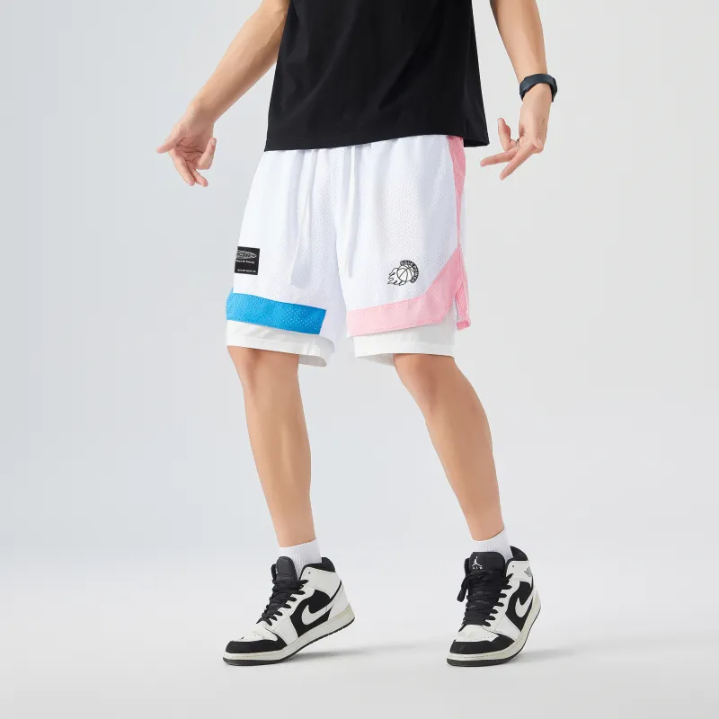 GSUE Casual Shorts Summer Unisex Pink Blue Mismatched-4