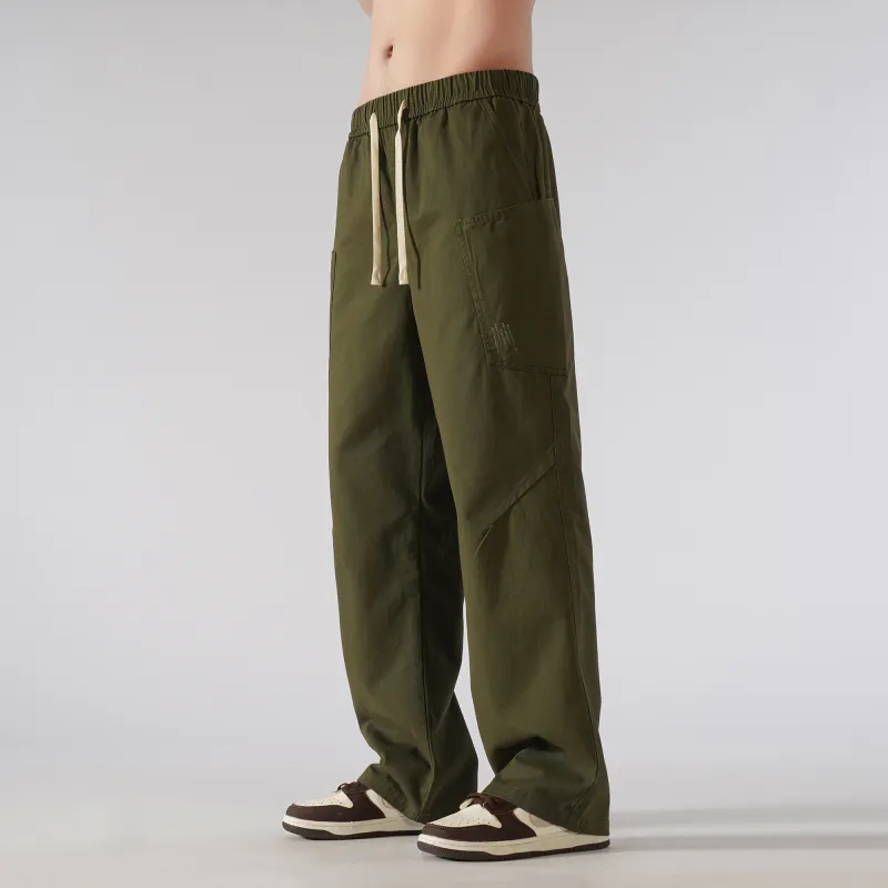 GSUE Casual Pants Unisex Army Green-8