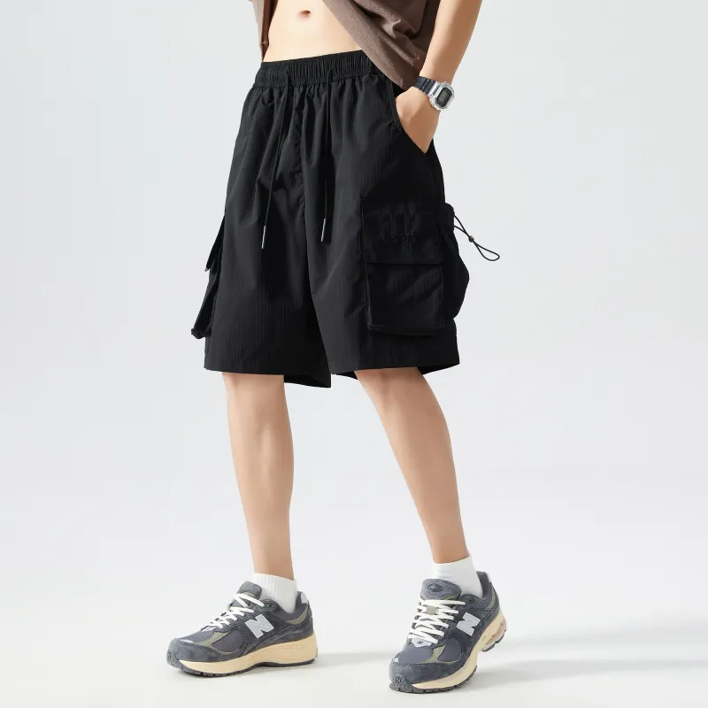 GSUE Cargo Shorts Summer Unisex Black-9