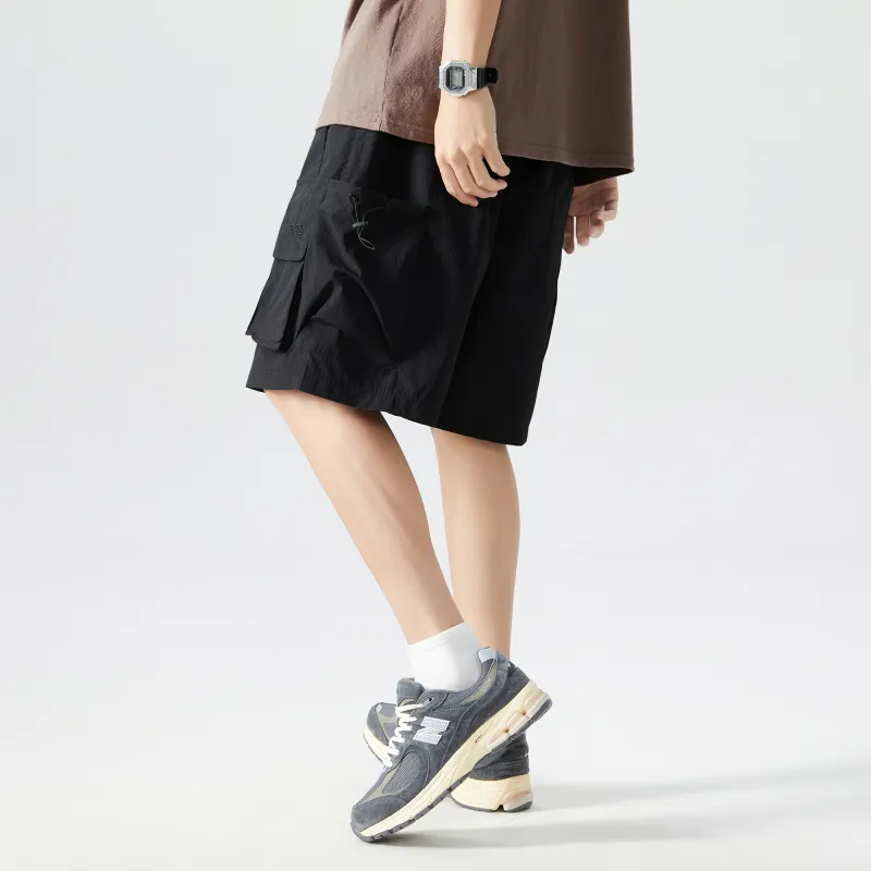 GSUE Cargo Shorts Summer Unisex Black-8