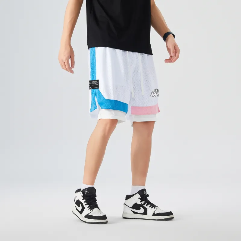 GSUE Casual Shorts Summer Unisex Pink Blue Mismatched-6