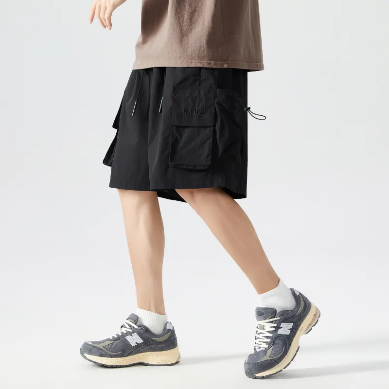GSUE Cargo Shorts Summer Unisex Black-5