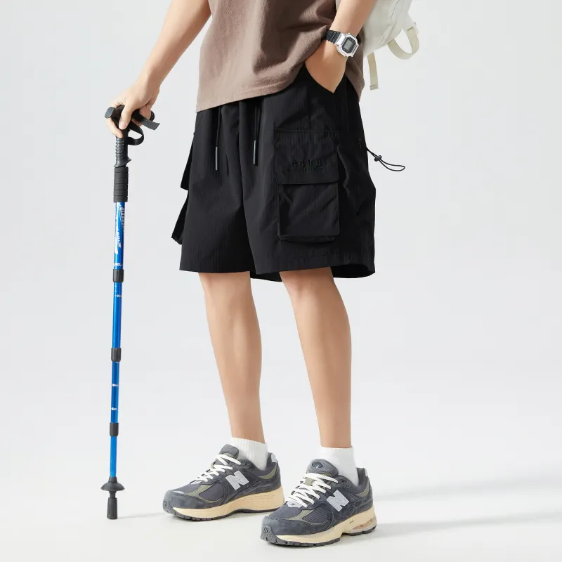 GSUE Cargo Shorts Summer Unisex Black-2