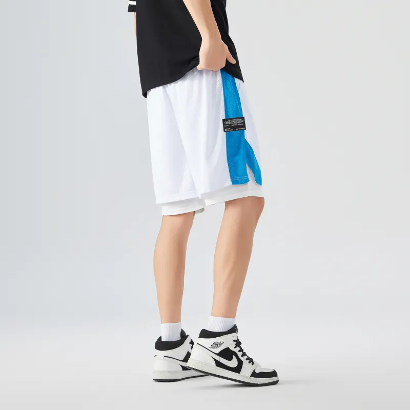 GSUE Casual Shorts Summer Unisex Pink Blue Mismatched-7