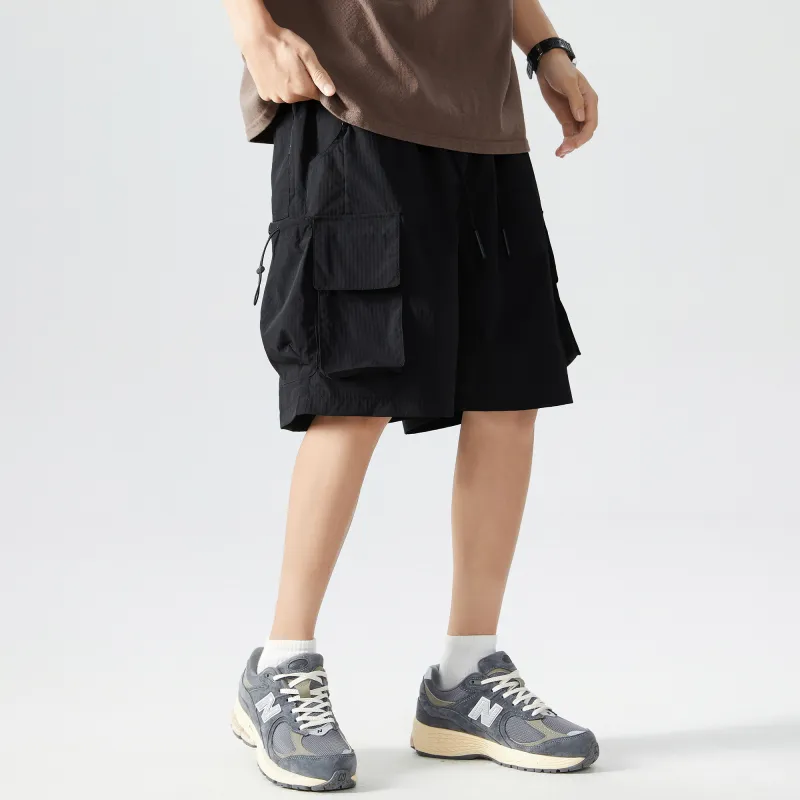GSUE Cargo Shorts Summer Unisex Black-4