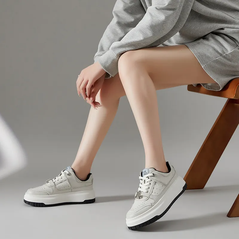 Suan Ba Hui Skateboard Shoes Women's Low Top Crackle White-6