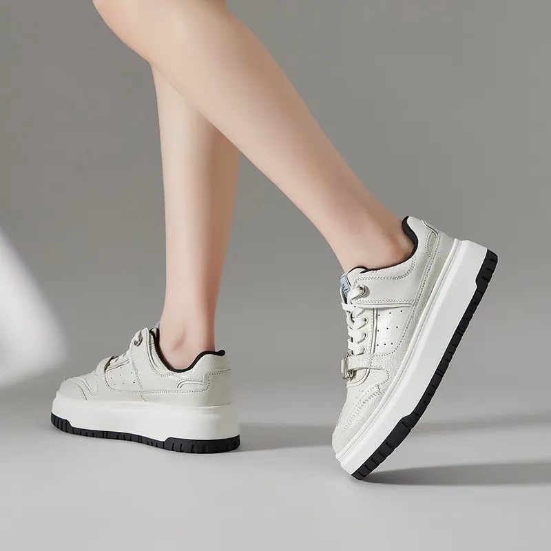 Suan Ba Hui Skateboard Shoes Women's Low Top Crackle White-5