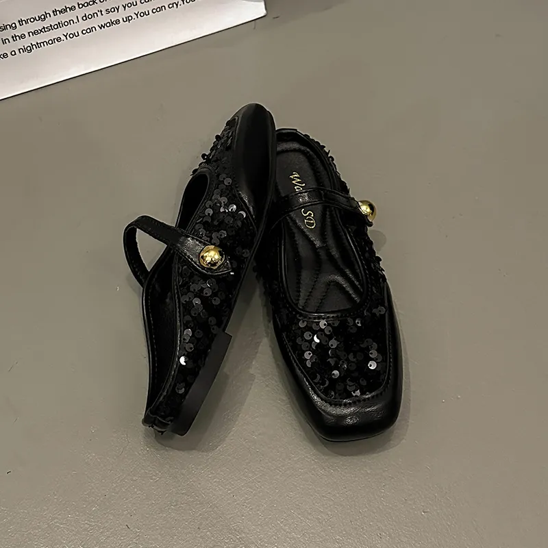 WUJI Rubber Sole Sequins Slip Resistant Abrasion Resistant Closed Toe Slippers Women's-7