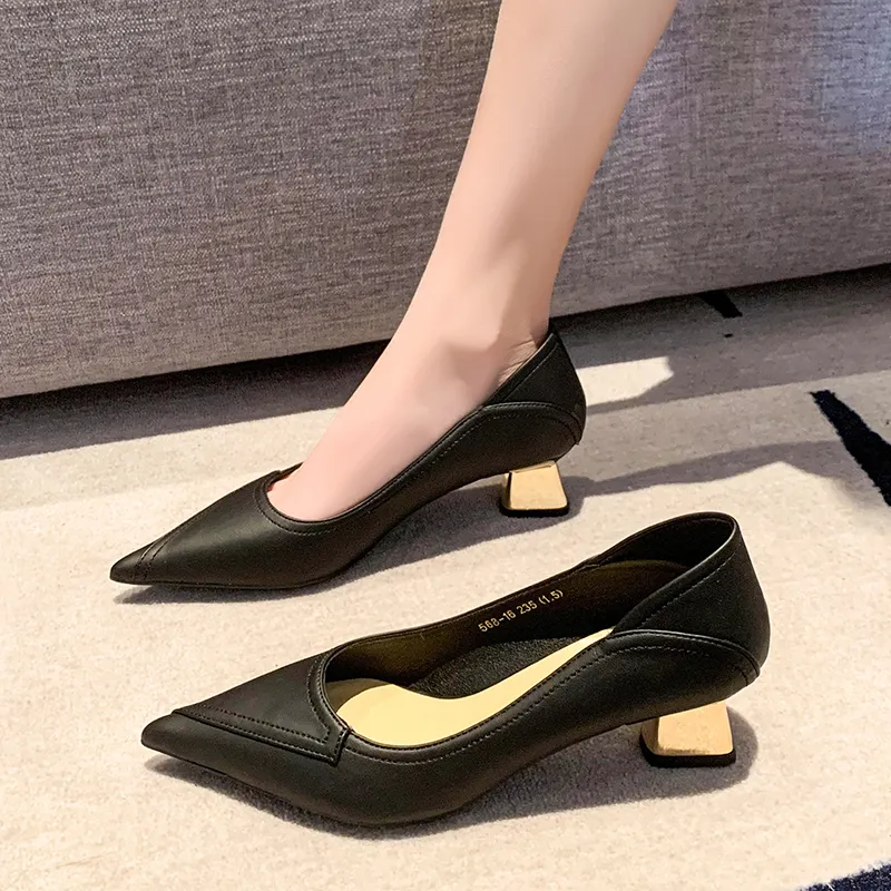 WUJI Block Heel High Heels Women's-1