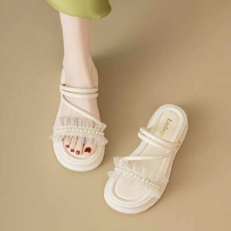 WUJI Rubber Sole Metal Sequins Slip Resistant Abrasion Resistant Slide Slippers Women's-7