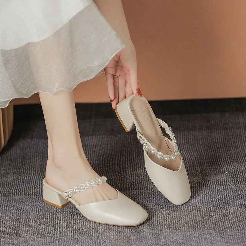 WUJI Slip Resistant Abrasion Resistant Closed Toe Slippers Women's Apricot-3