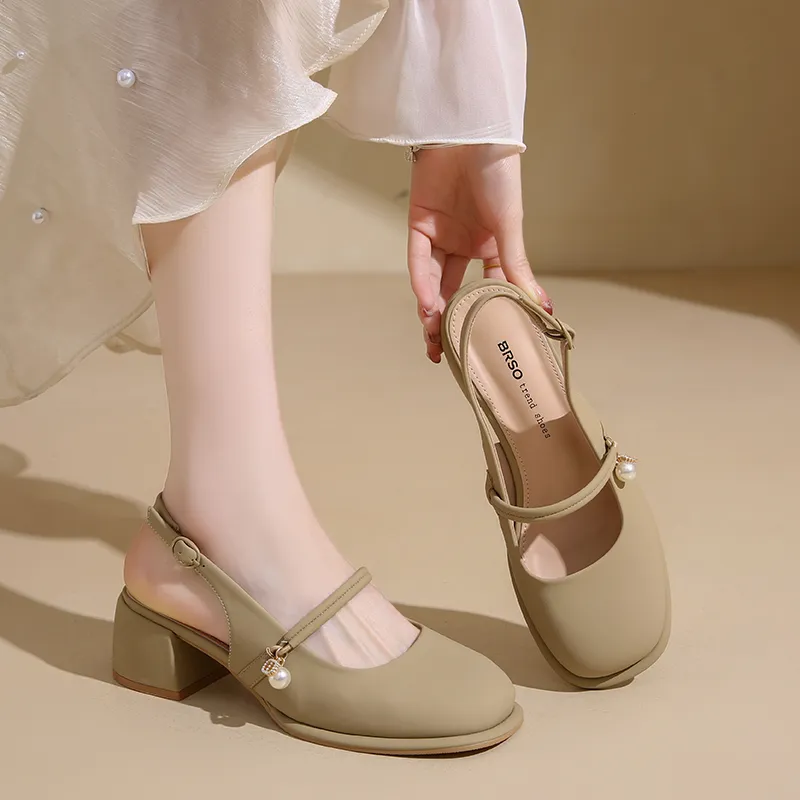 WUJI Chunky Heel High Heels 5CM Women's-11