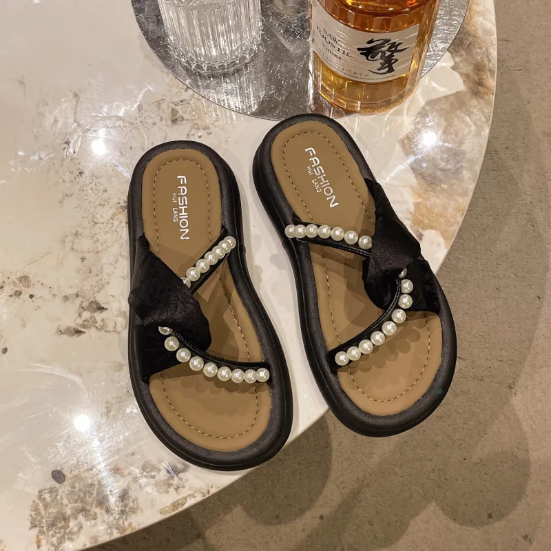 WUJI Rubber Sole Embroidery Slip Resistant Abrasion Resistant Slide Slippers Women's-4