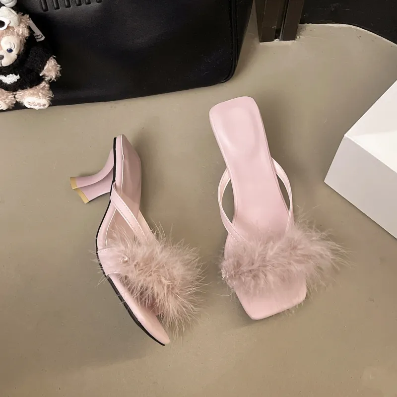 WUJI Chunky Heel High Heels 7.5cm Women's-14