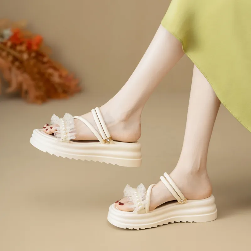 WUJI Rubber Sole Metal Sequins Slip Resistant Abrasion Resistant Slide Slippers Women's-9