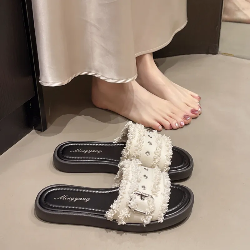 WUJI Rubber Sole Metal Slip Resistant Abrasion Resistant Slide Slippers Women's-3