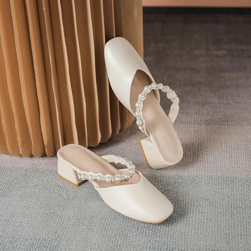 WUJI Slip Resistant Abrasion Resistant Closed Toe Slippers Women's Apricot-2