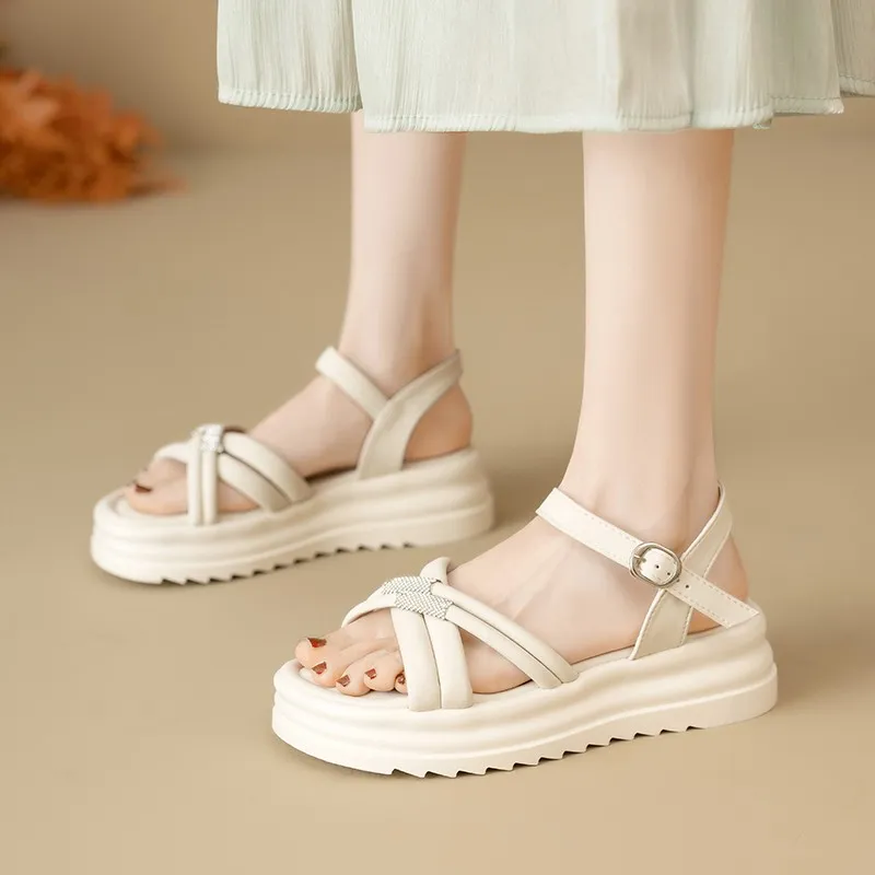 WUJI One Strap Sandals 5CM Women's-5