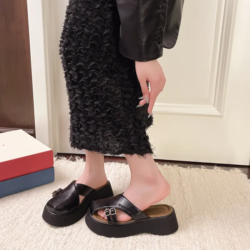 WUJI Rubber Sole Metal Cut Out Slip Resistant Abrasion Resistant Closed Toe Slippers Women's-6