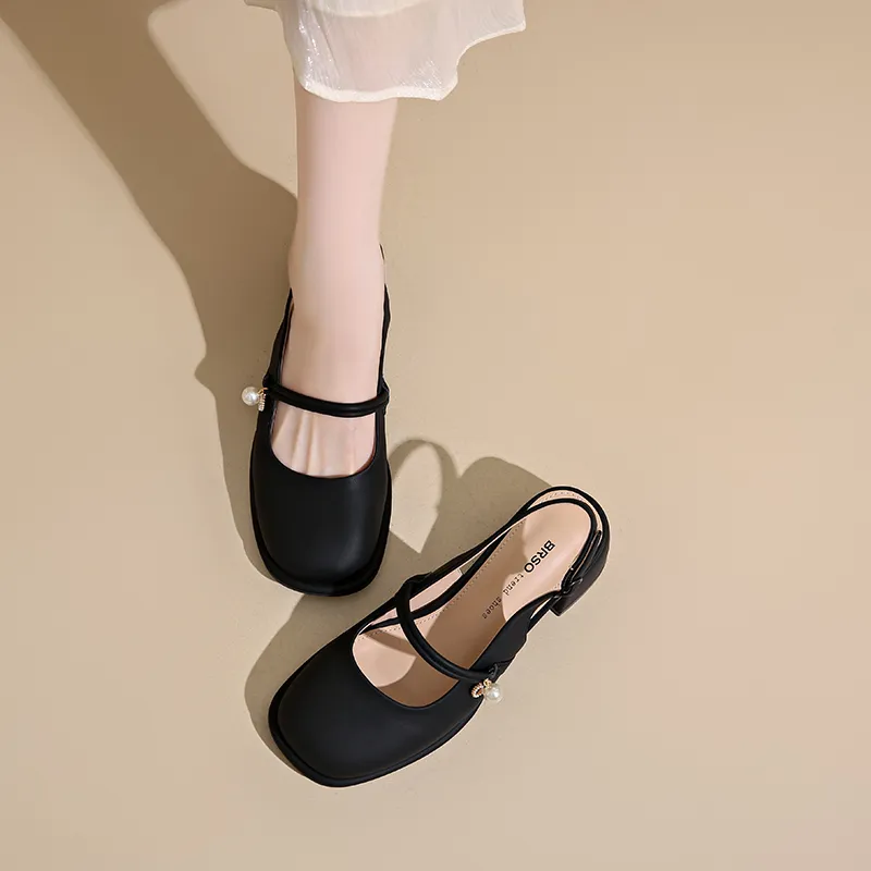 WUJI Chunky Heel High Heels 5CM Women's-2