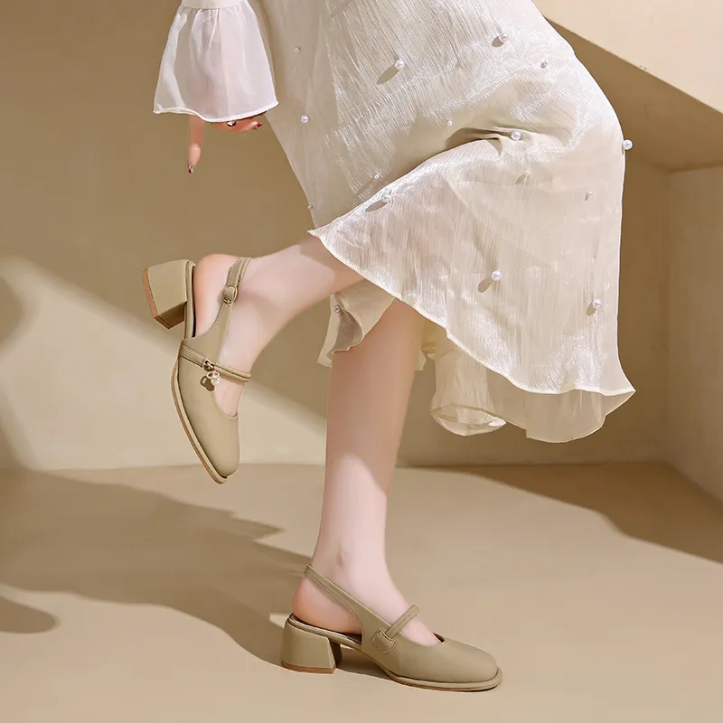 WUJI Chunky Heel High Heels 5CM Women's-13