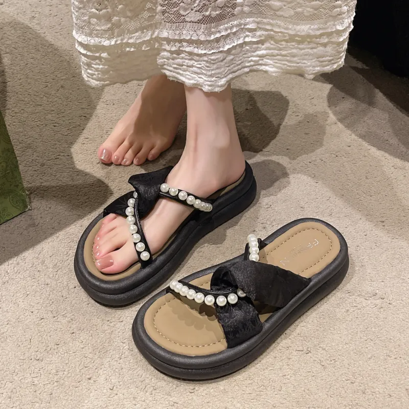 WUJI Rubber Sole Embroidery Slip Resistant Abrasion Resistant Slide Slippers Women's-1