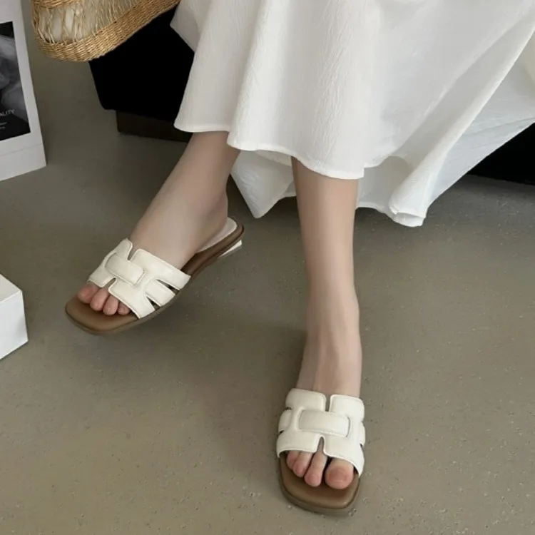 WUJI Rubber Sole Woven Slip Resistant Abrasion Resistant Slide Slippers Women's-3