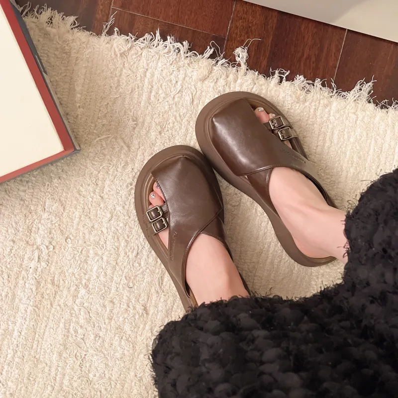 WUJI Rubber Sole Metal Cut Out Slip Resistant Abrasion Resistant Closed Toe Slippers Women's-9