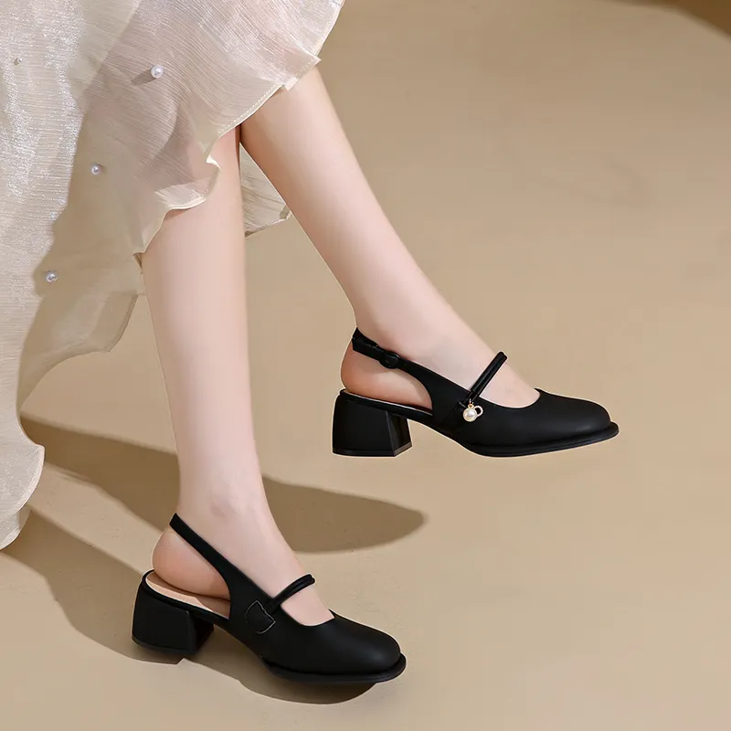 WUJI Chunky Heel High Heels 5CM Women's-3
