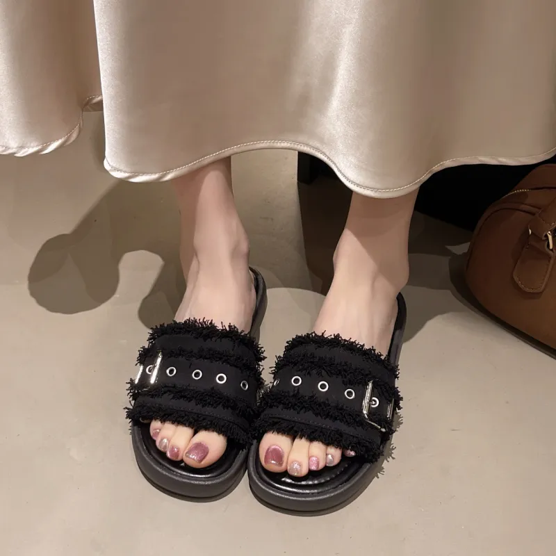WUJI Rubber Sole Metal Slip Resistant Abrasion Resistant Slide Slippers Women's-6