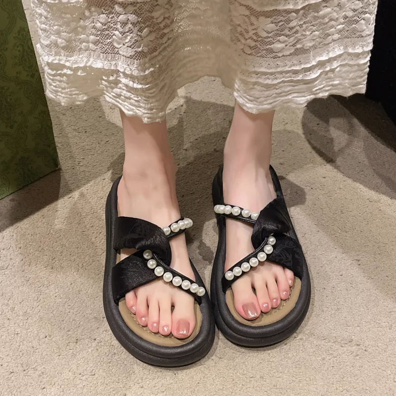 WUJI Rubber Sole Embroidery Slip Resistant Abrasion Resistant Slide Slippers Women's-2