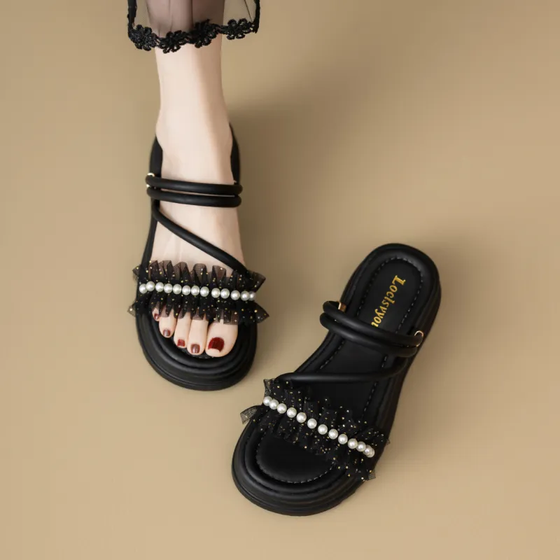 WUJI Rubber Sole Metal Sequins Slip Resistant Abrasion Resistant Slide Slippers Women's-4