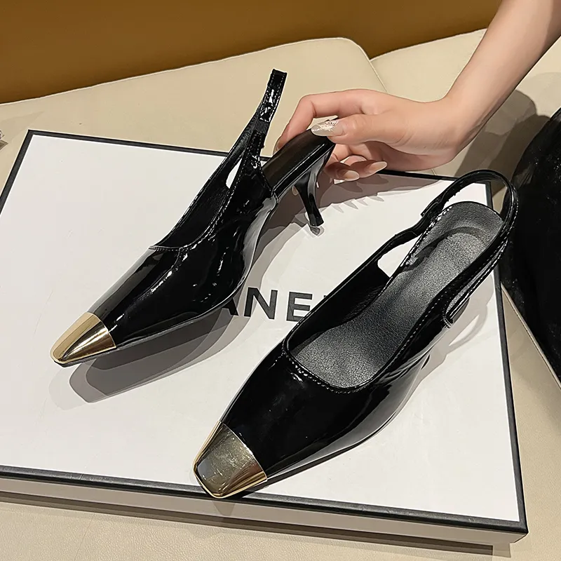 WUJI Slim Heel High Heels Women's Black-2