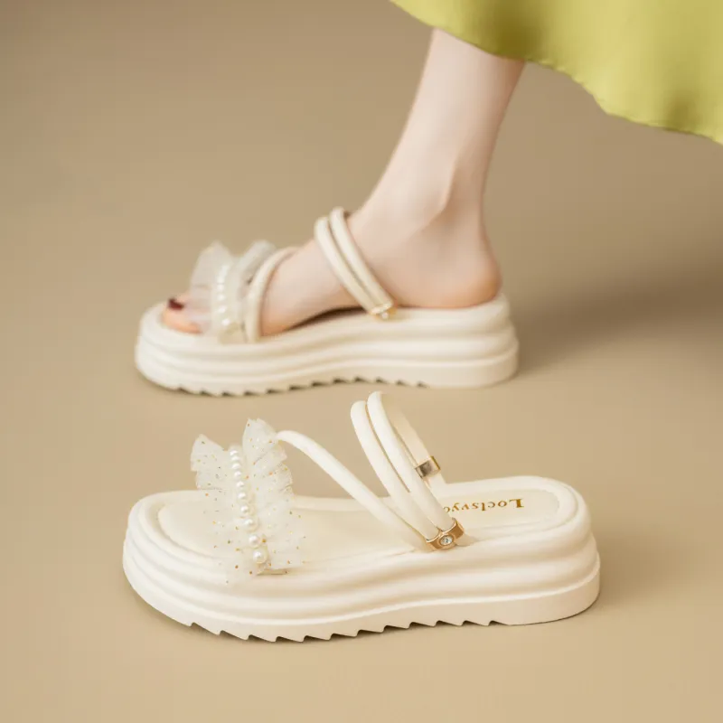 WUJI Rubber Sole Metal Sequins Slip Resistant Abrasion Resistant Slide Slippers Women's-6