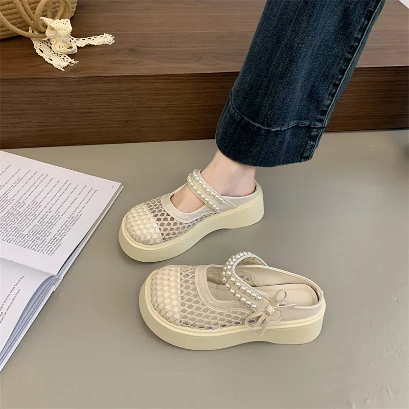 WUJI Rubber Sole Cut Out Abrasion Resistant Slip Resistant Closed Toe Slippers Women's-1