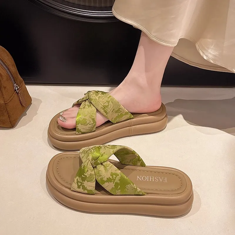 WUJI Rubber Sole Embroidery Slip Resistant Abrasion Resistant Slide Slippers Women's-12