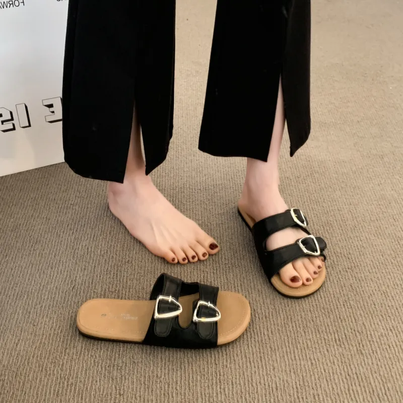 WUJI Rubber Sole Metal Slip Resistant Abrasion Resistant Slide Slippers Women's-2