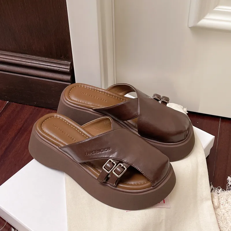 WUJI Rubber Sole Metal Cut Out Slip Resistant Abrasion Resistant Closed Toe Slippers Women's-10