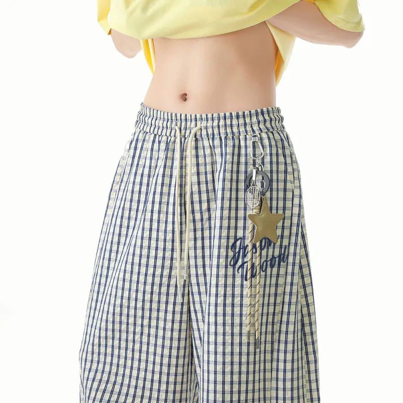 JASONWOOD Casual Pants Unisex Plaid Comes With Pendant-2