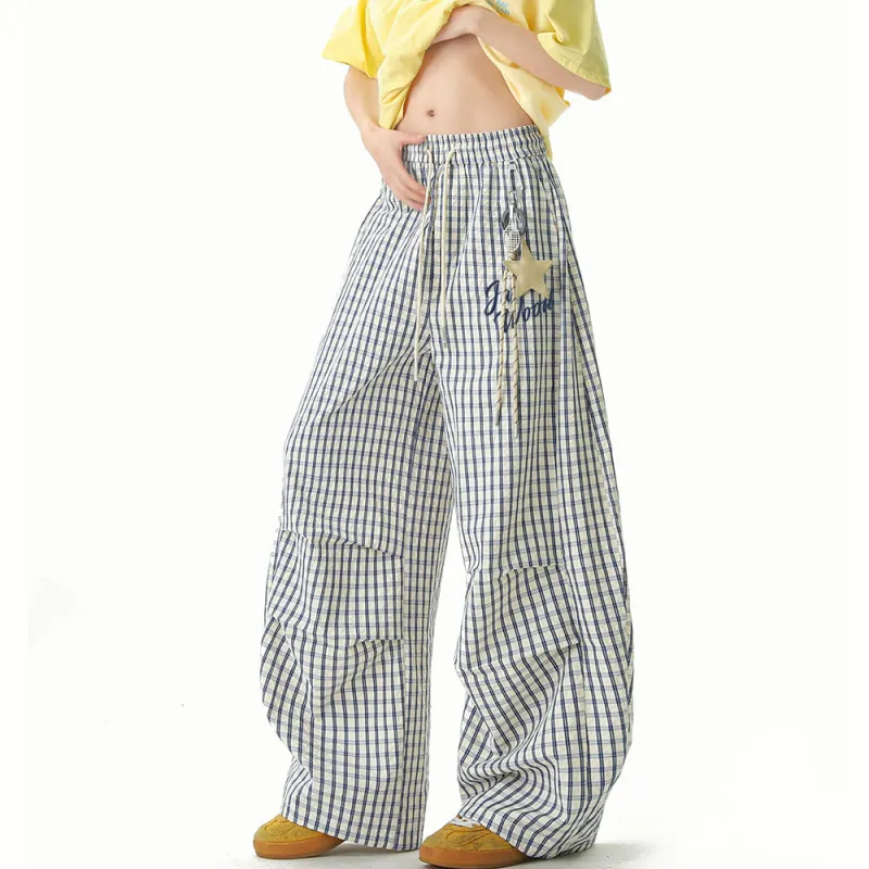 JASONWOOD Casual Pants Unisex Plaid Comes With Pendant-4