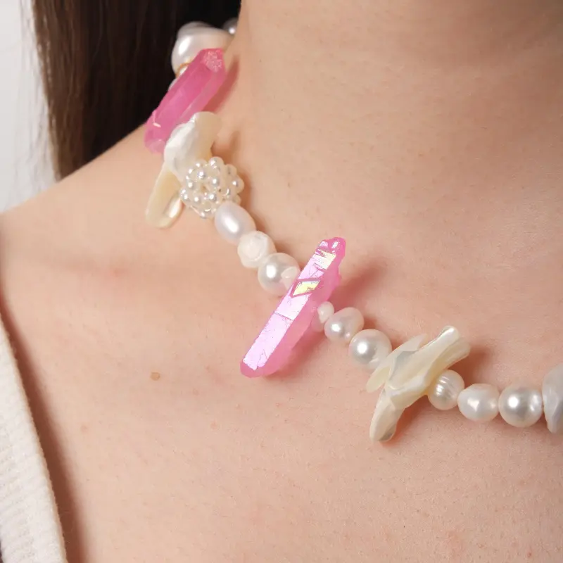 Get'em ON Shell Pearl Necklaces Unisex-2
