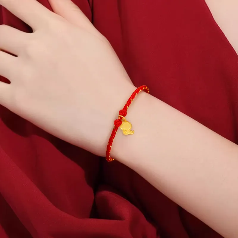 REDYEAR Zodiac Year Of The Auspicious Snake Lucky Hand Rope Solid Gold Fixed Price Gold Bracelet Unisex-3