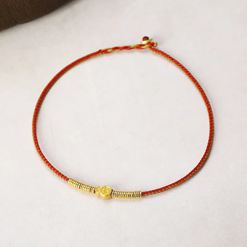 REDYEAR Blessing Wealth Small Gourd # Good Luck Solid Gold 999 Fixed Price Gold Bracelet Unisex-1