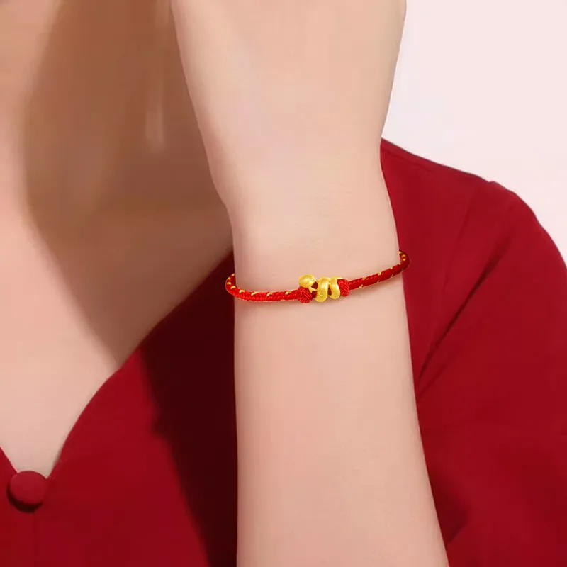 REDYEAR Zodiac Year Chinese Zodiac Snake Auspicious Golden Snake Solid Gold 999 Fixed Price Gold Bracelet Unisex-4